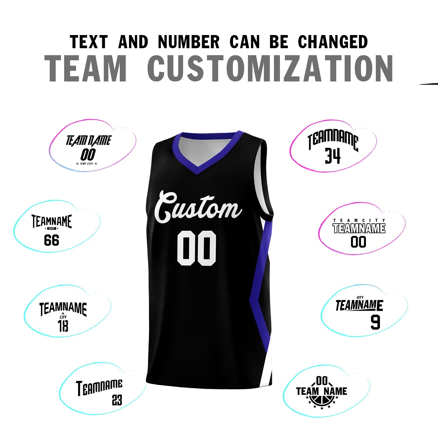 Custom Black Side Rhombus Graffiti Pattern Sets Basketball Jersey