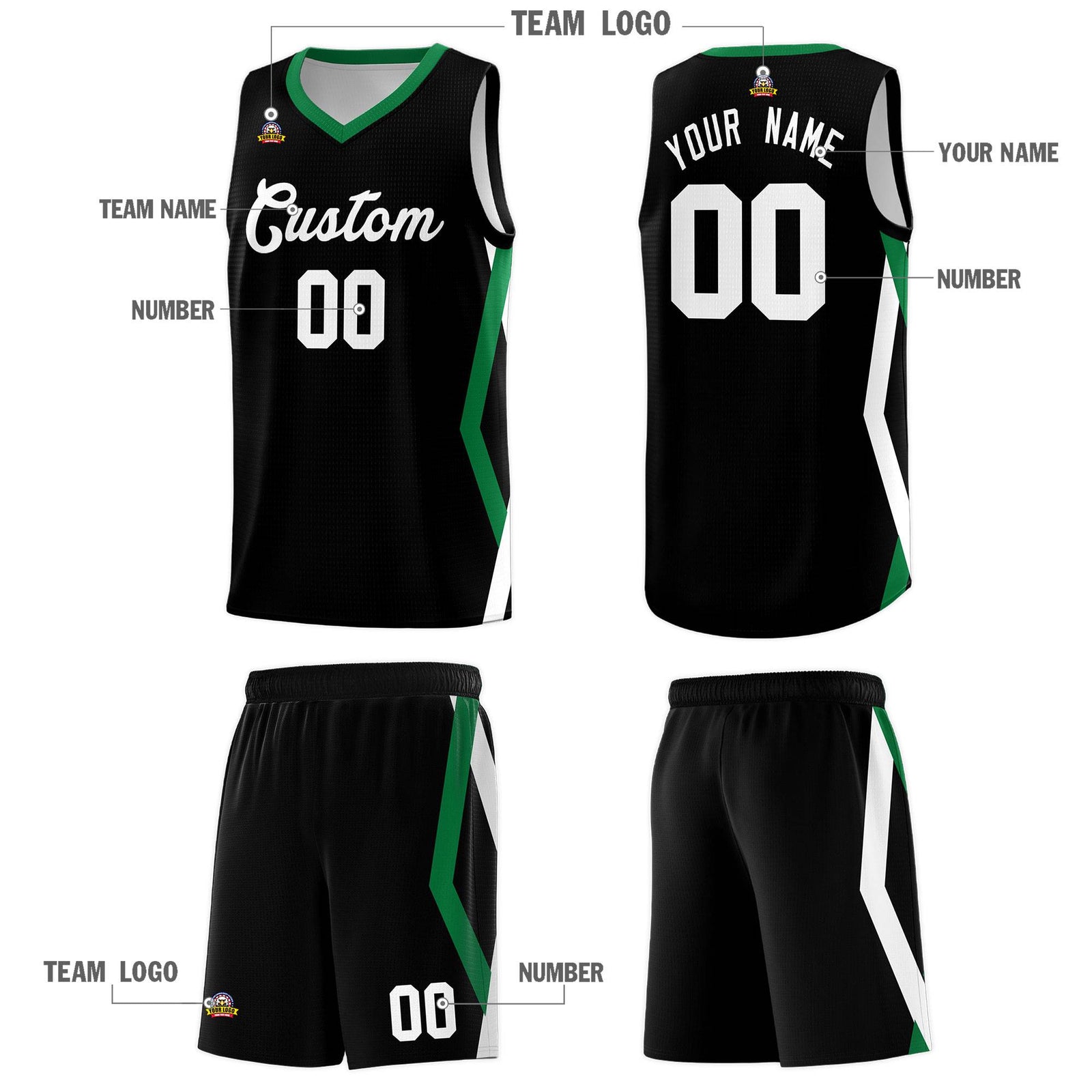 Custom Black Side Rhombus Graffiti Pattern Sets Basketball Jersey