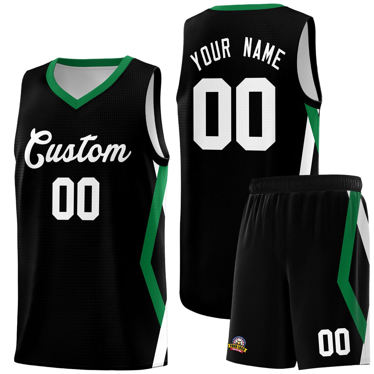 Custom Black Side Rhombus Graffiti Pattern Sets Basketball Jersey