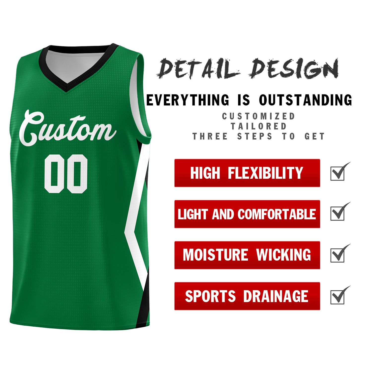 Custom Kelly Green Side Rhombus Graffiti Pattern Sets Basketball Jersey