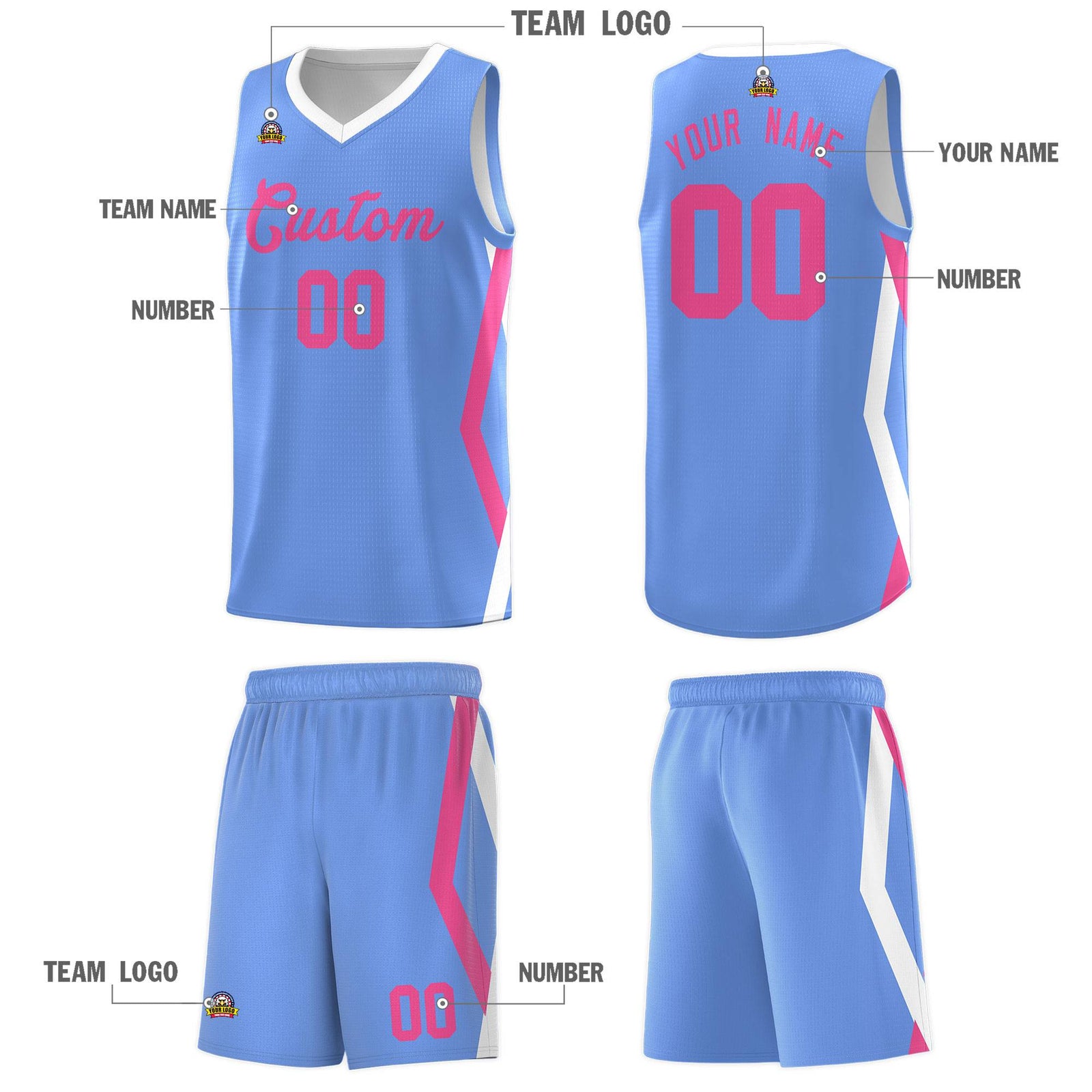 Custom Light Blue Side Rhombus Graffiti Pattern Sets Basketball Jersey