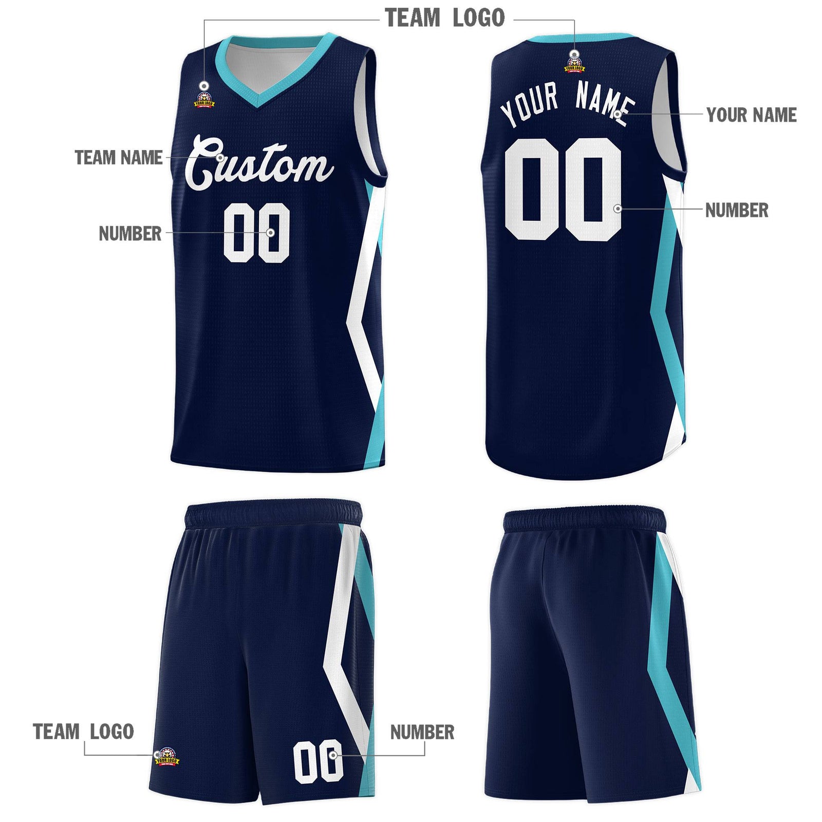 Custom Navy Side Rhombus Graffiti Pattern Sets Basketball Jersey