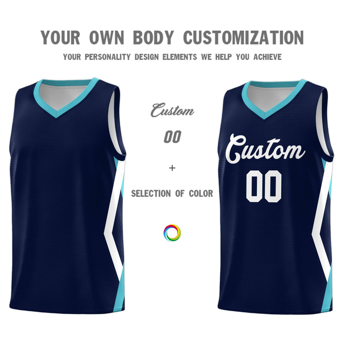Custom Navy Side Rhombus Graffiti Pattern Sets Basketball Jersey