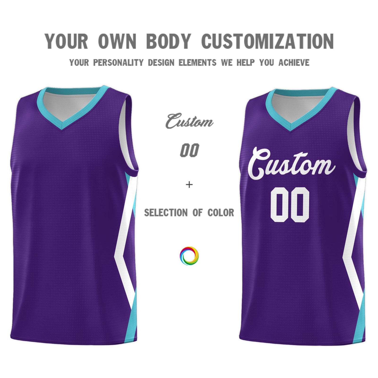Custom Purple Side Rhombus Graffiti Pattern Sets Basketball Jersey