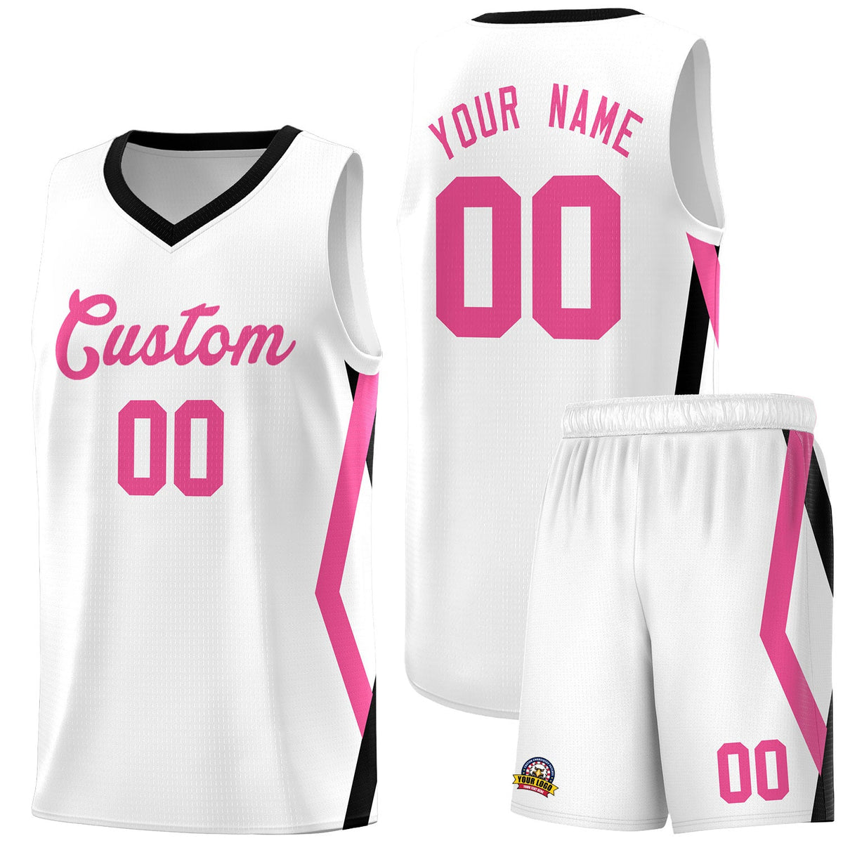 Custom White Side Rhombus Graffiti Pattern Sets Basketball Jersey