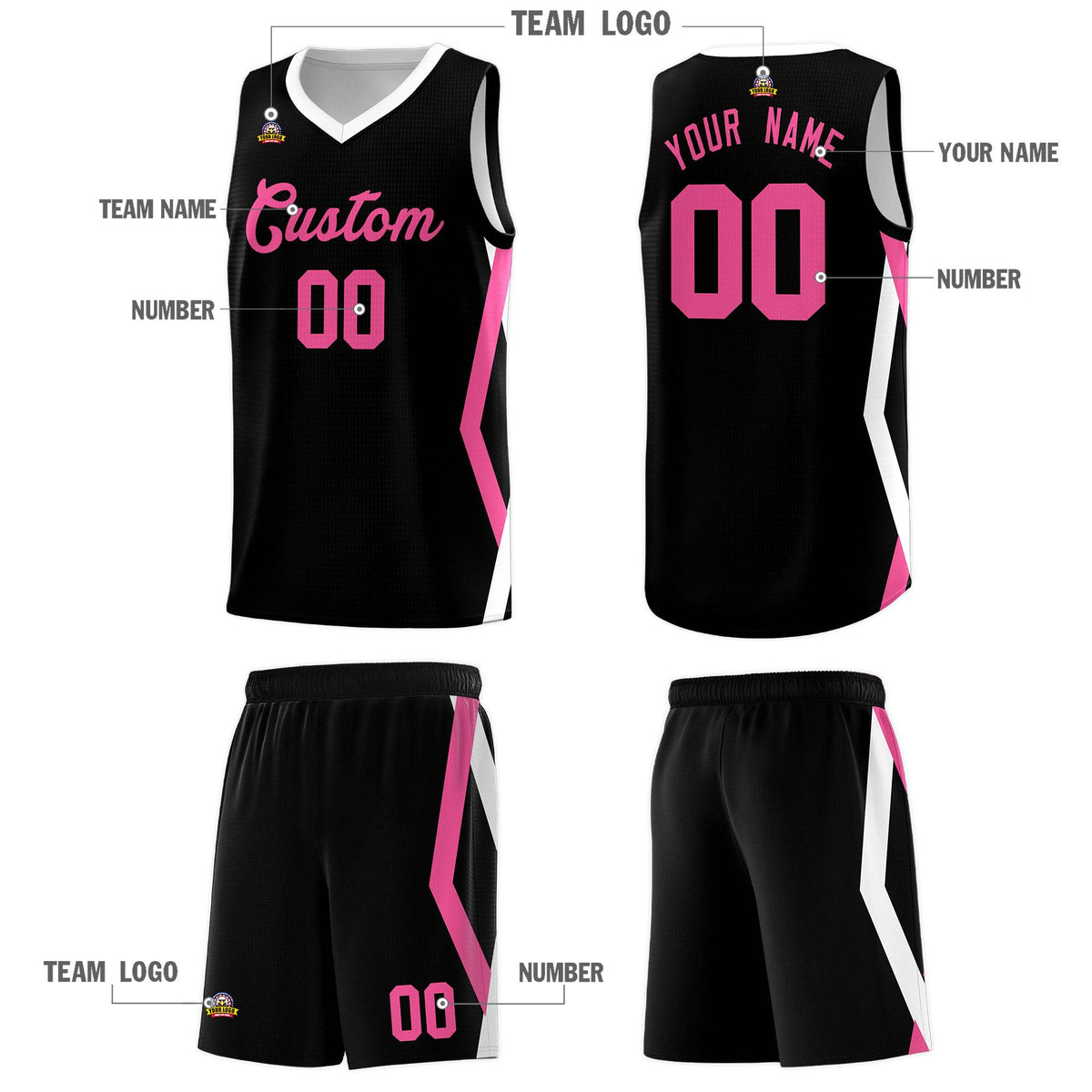 Custom Black Side Rhombus Graffiti Pattern Sets Basketball Jersey