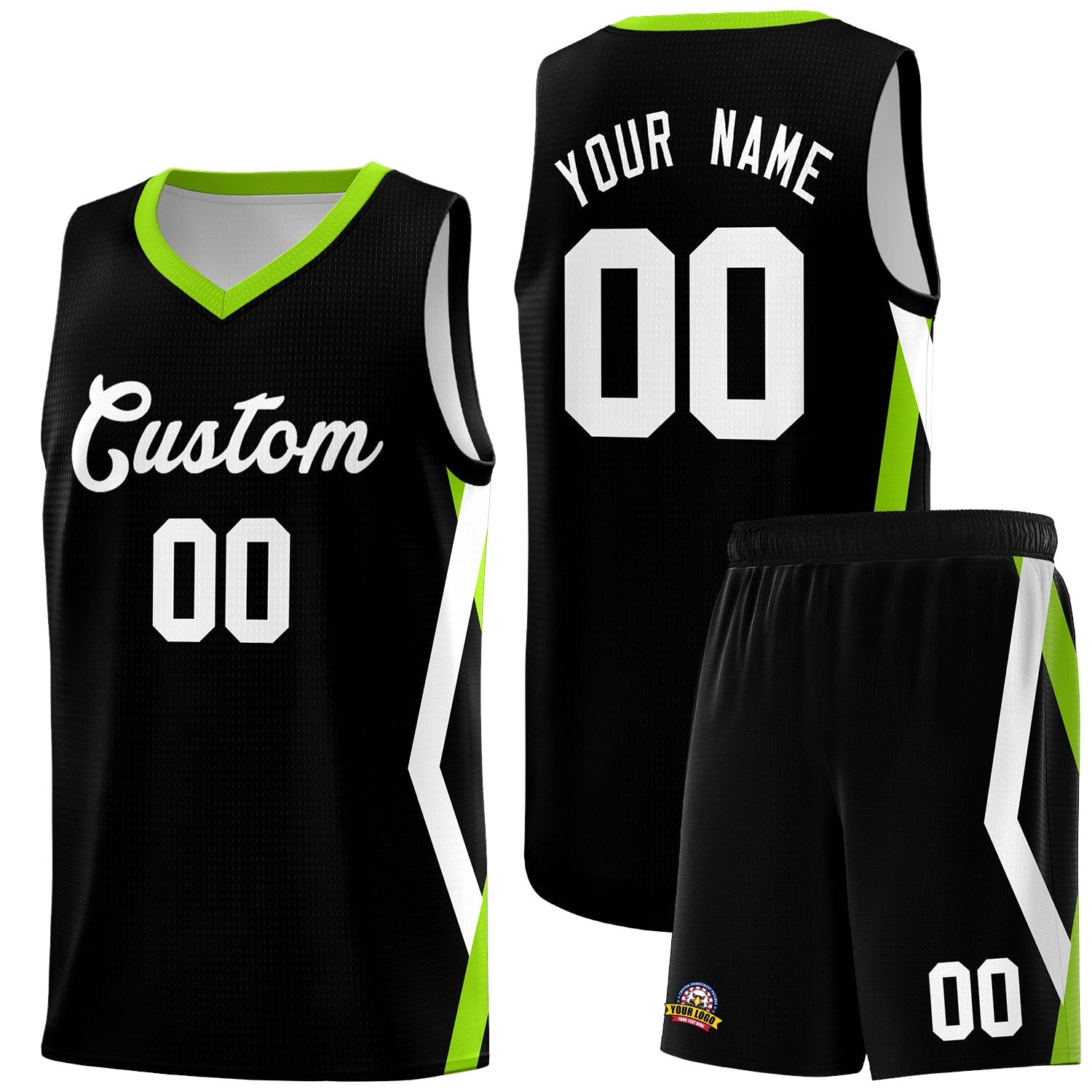 Custom Black Side Rhombus Graffiti Pattern Sets Basketball Jersey