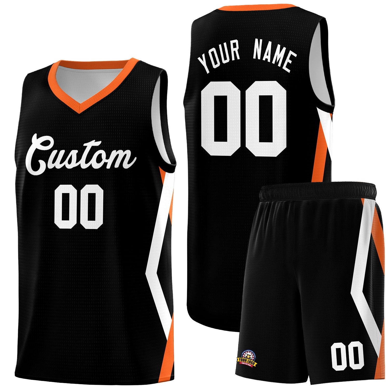 Custom Black Side Rhombus Graffiti Pattern Sets Basketball Jersey