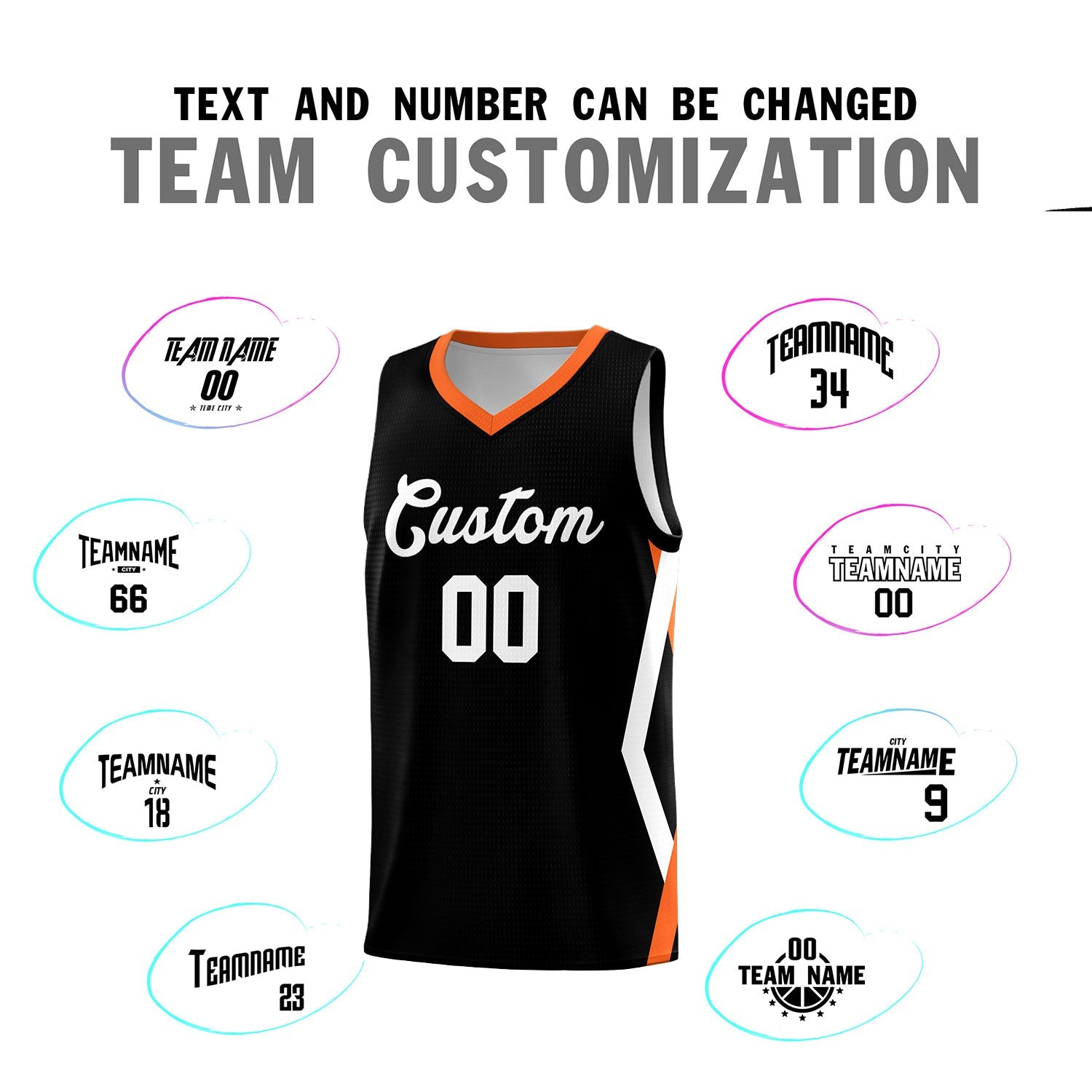 Custom Black Side Rhombus Graffiti Pattern Sets Basketball Jersey