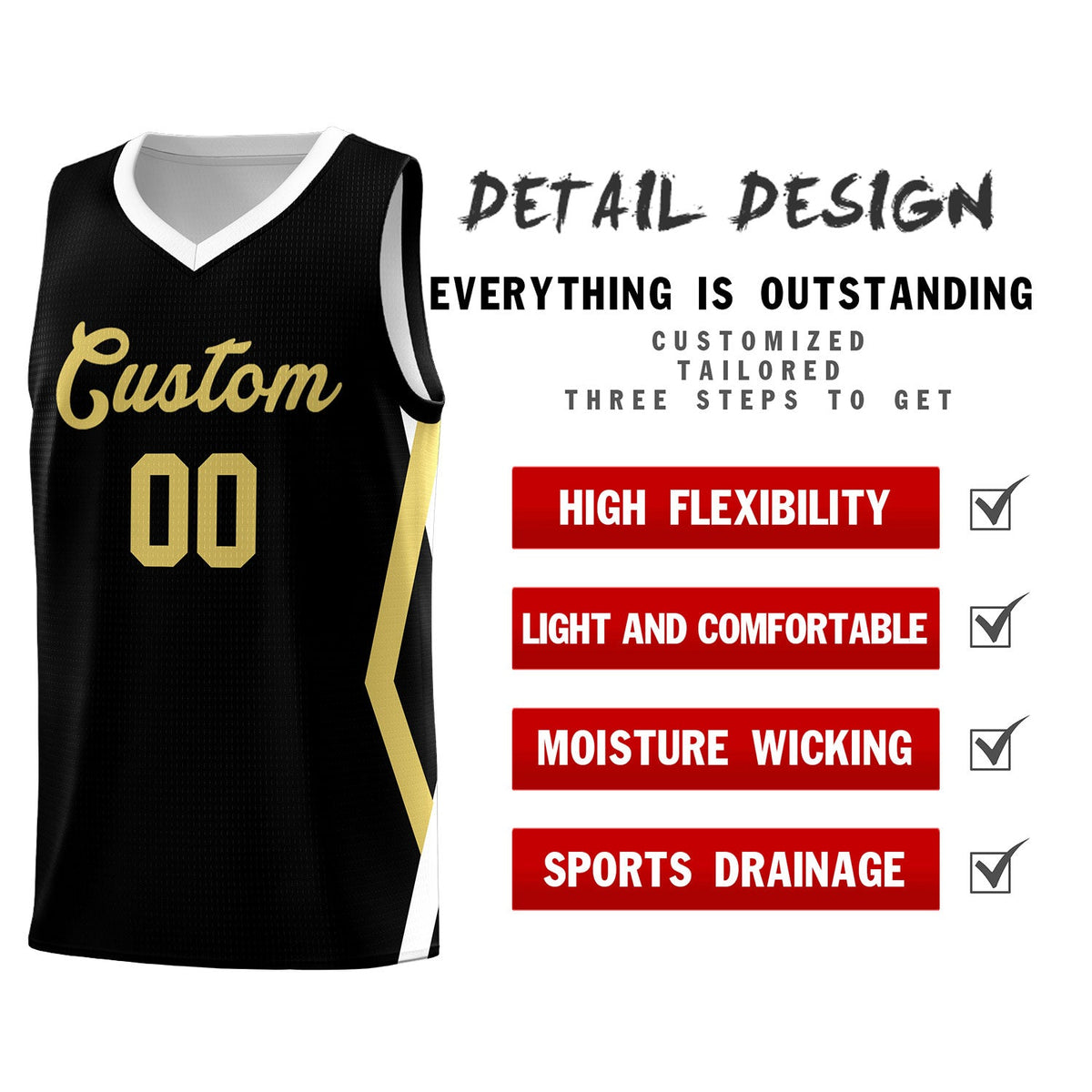 Custom Black Side Rhombus Graffiti Pattern Sets Basketball Jersey