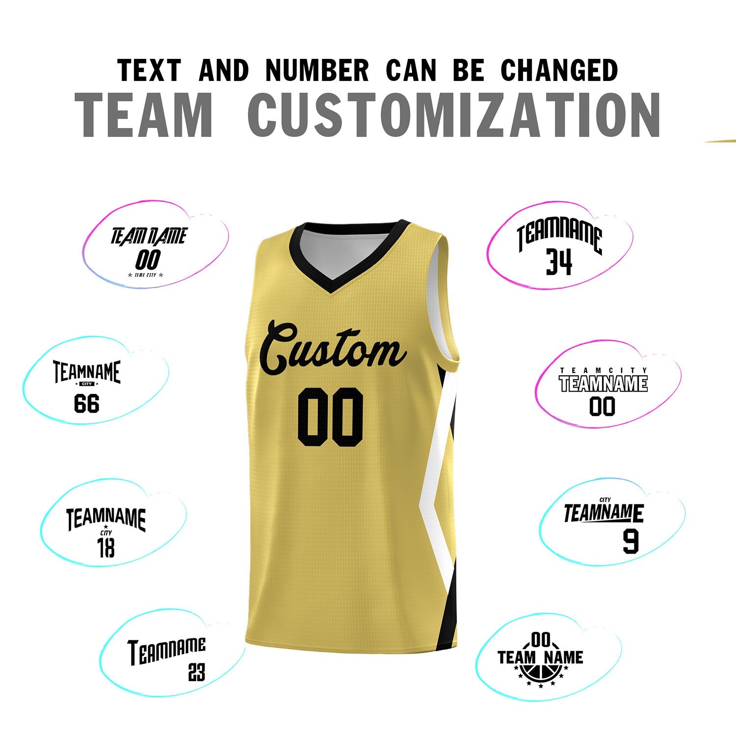 Custom Old Gold Side Rhombus Graffiti Pattern Sets Basketball Jersey