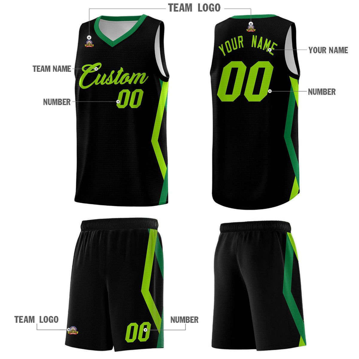 Custom Black Side Rhombus Graffiti Pattern Sets Basketball Jersey