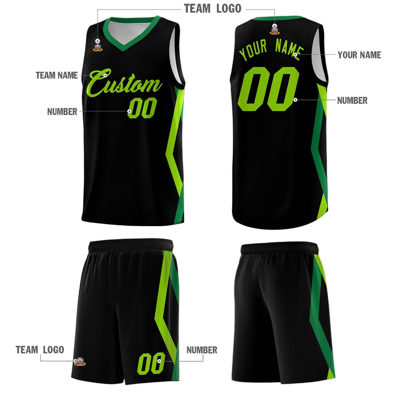 Custom Black Side Rhombus Graffiti Pattern Sets Basketball Jersey