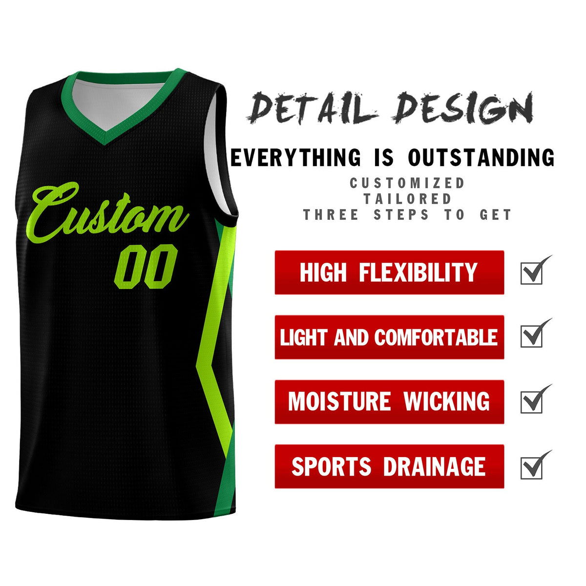 Custom Black Side Rhombus Graffiti Pattern Sets Basketball Jersey