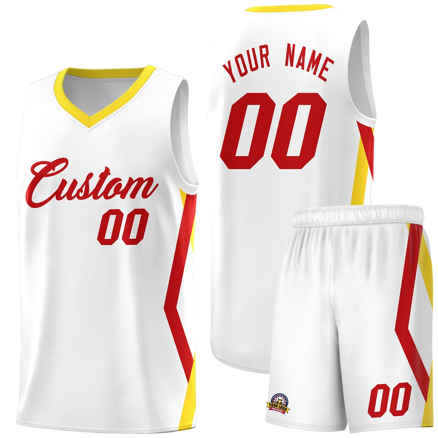 Custom White Side Rhombus Graffiti Pattern Sets Basketball Jersey