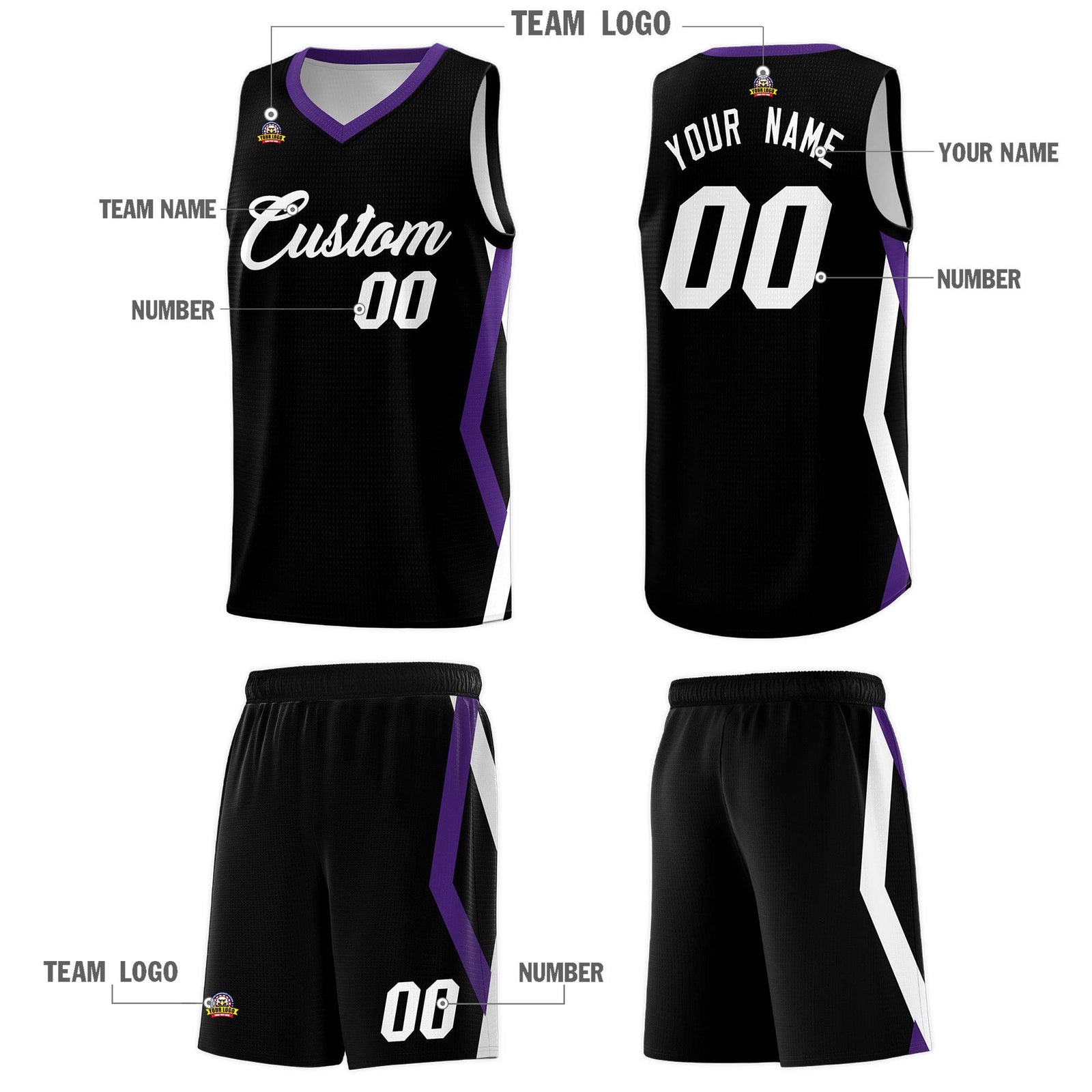 Custom Black Side Rhombus Graffiti Pattern Sets Basketball Jersey