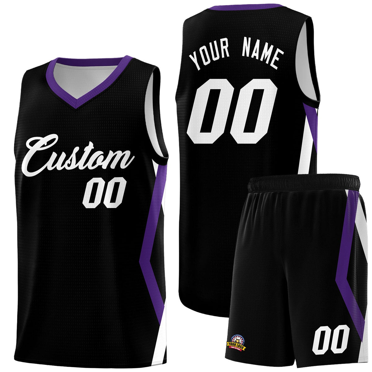 Custom Black Side Rhombus Graffiti Pattern Sets Basketball Jersey