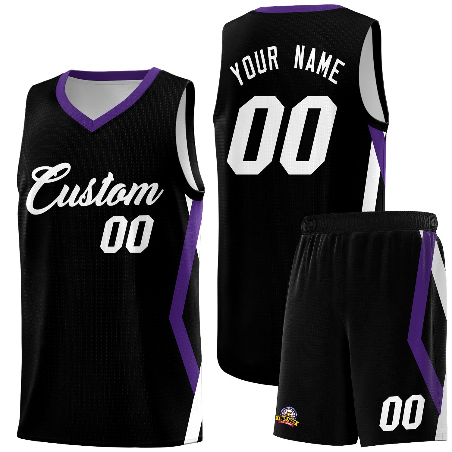 Custom Black Side Rhombus Graffiti Pattern Sets Basketball Jersey