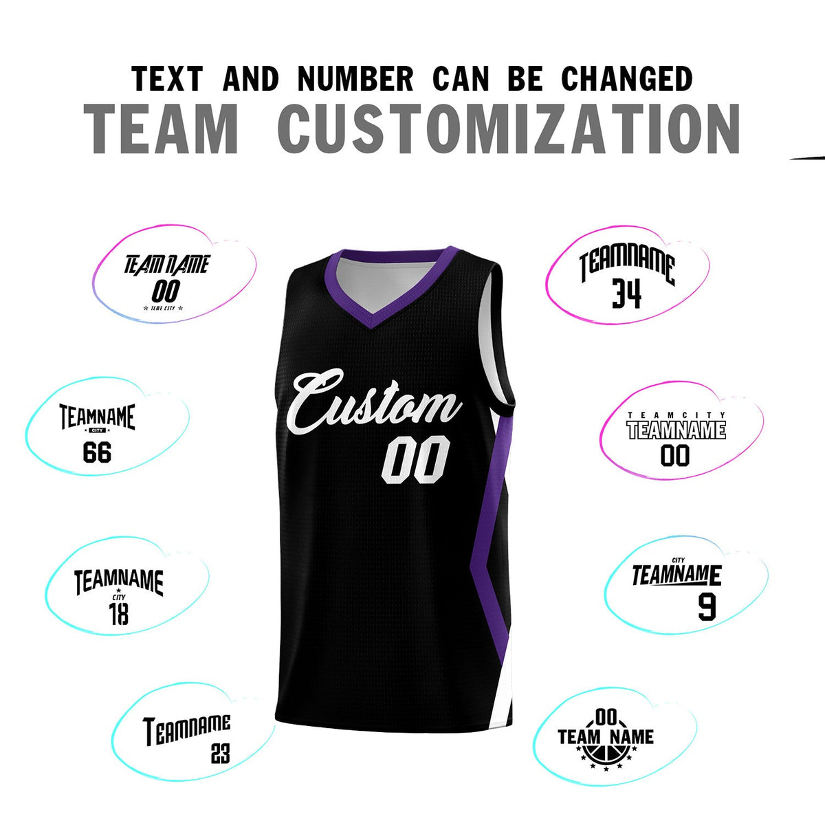 Custom Black Side Rhombus Graffiti Pattern Sets Basketball Jersey