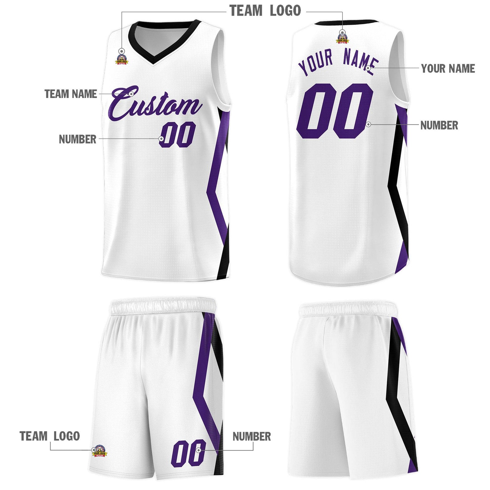 Custom White Side Rhombus Graffiti Pattern Sets Basketball Jersey