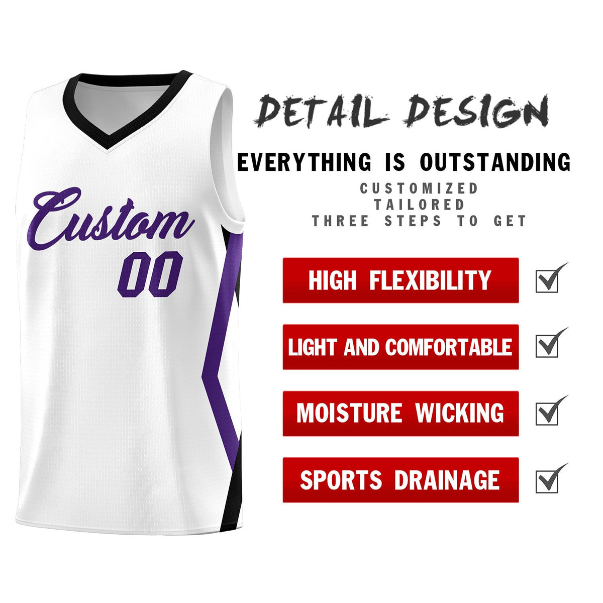 Custom White Side Rhombus Graffiti Pattern Sets Basketball Jersey