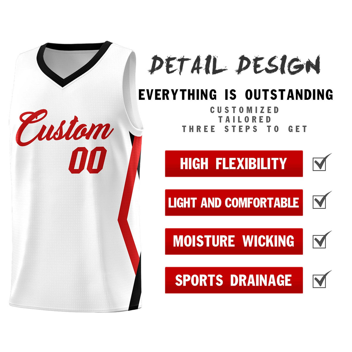 Custom White Side Rhombus Graffiti Pattern Sets Basketball Jersey