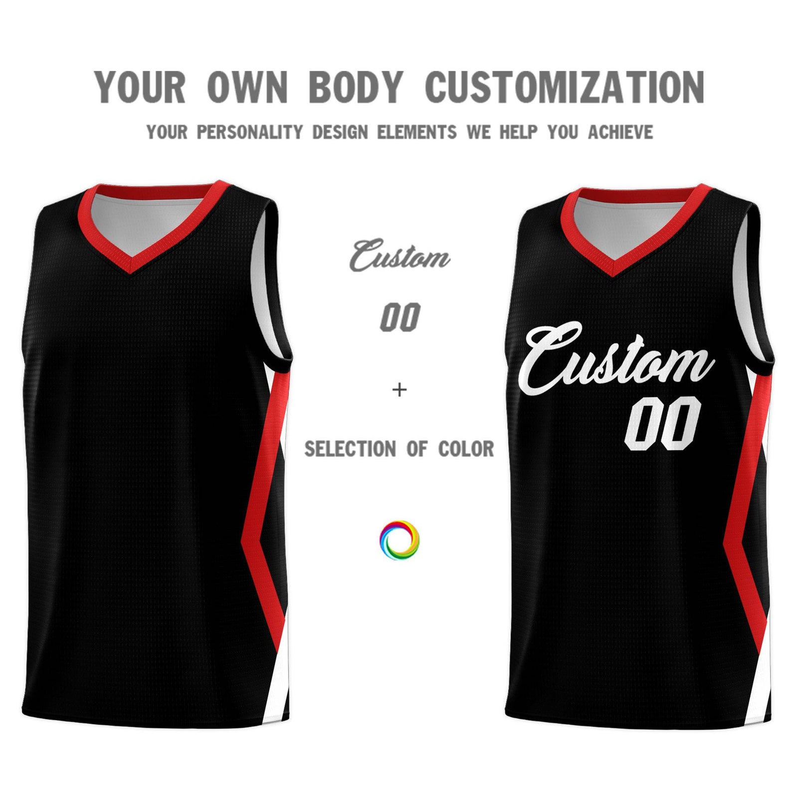 Custom Black Side Rhombus Graffiti Pattern Sets Basketball Jersey