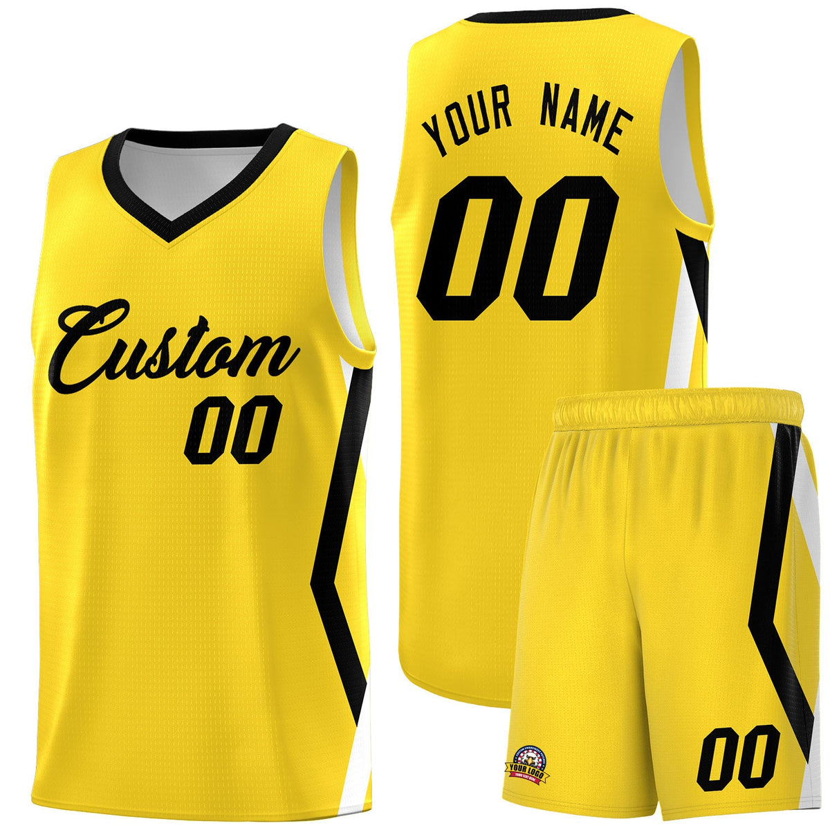 Custom Gold Side Rhombus Graffiti Pattern Sets Basketball Jersey