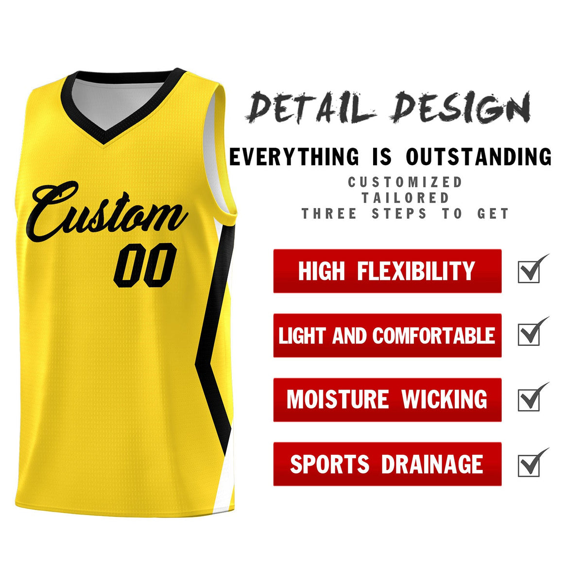 Custom Gold Side Rhombus Graffiti Pattern Sets Basketball Jersey