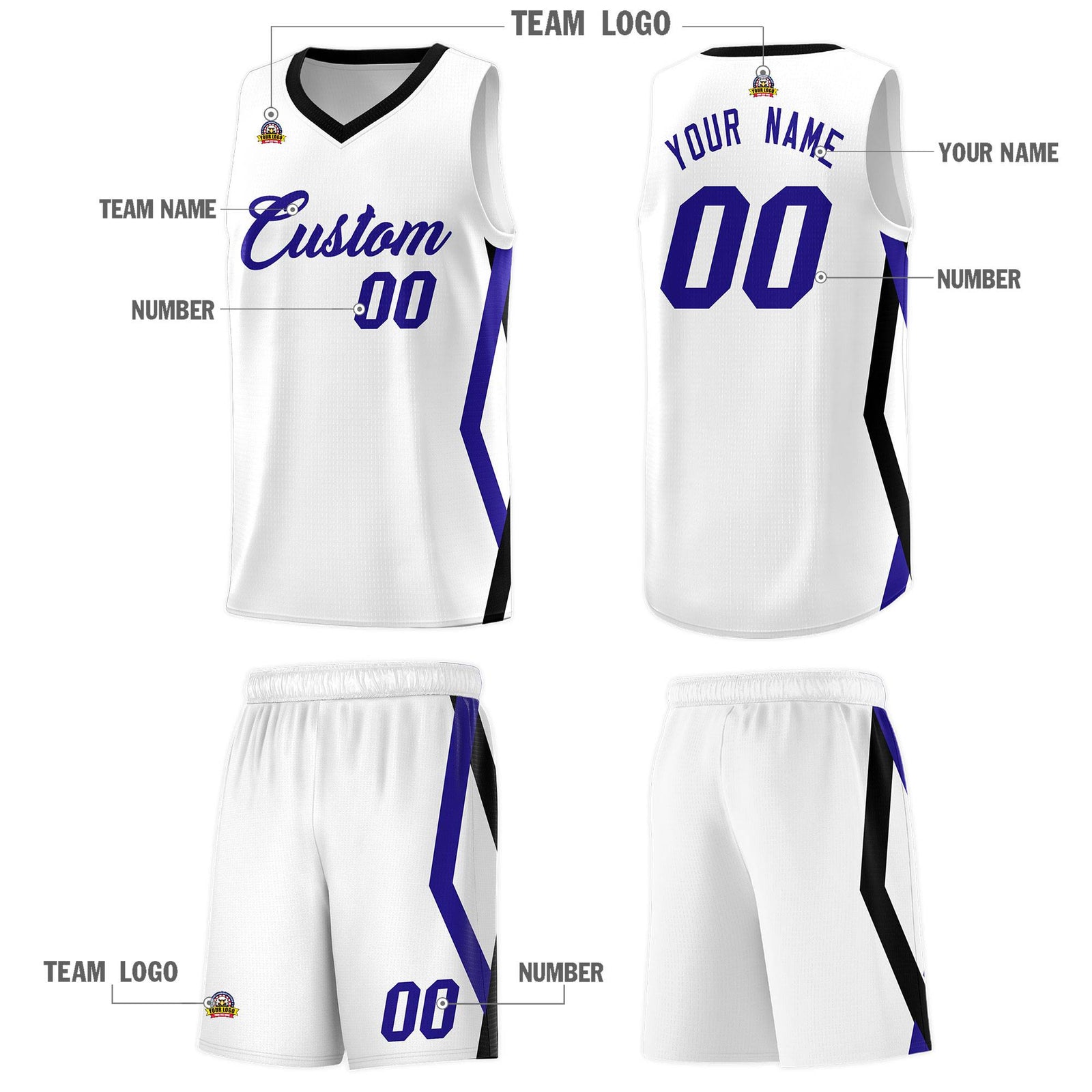 Custom White Side Rhombus Graffiti Pattern Sets Basketball Jersey
