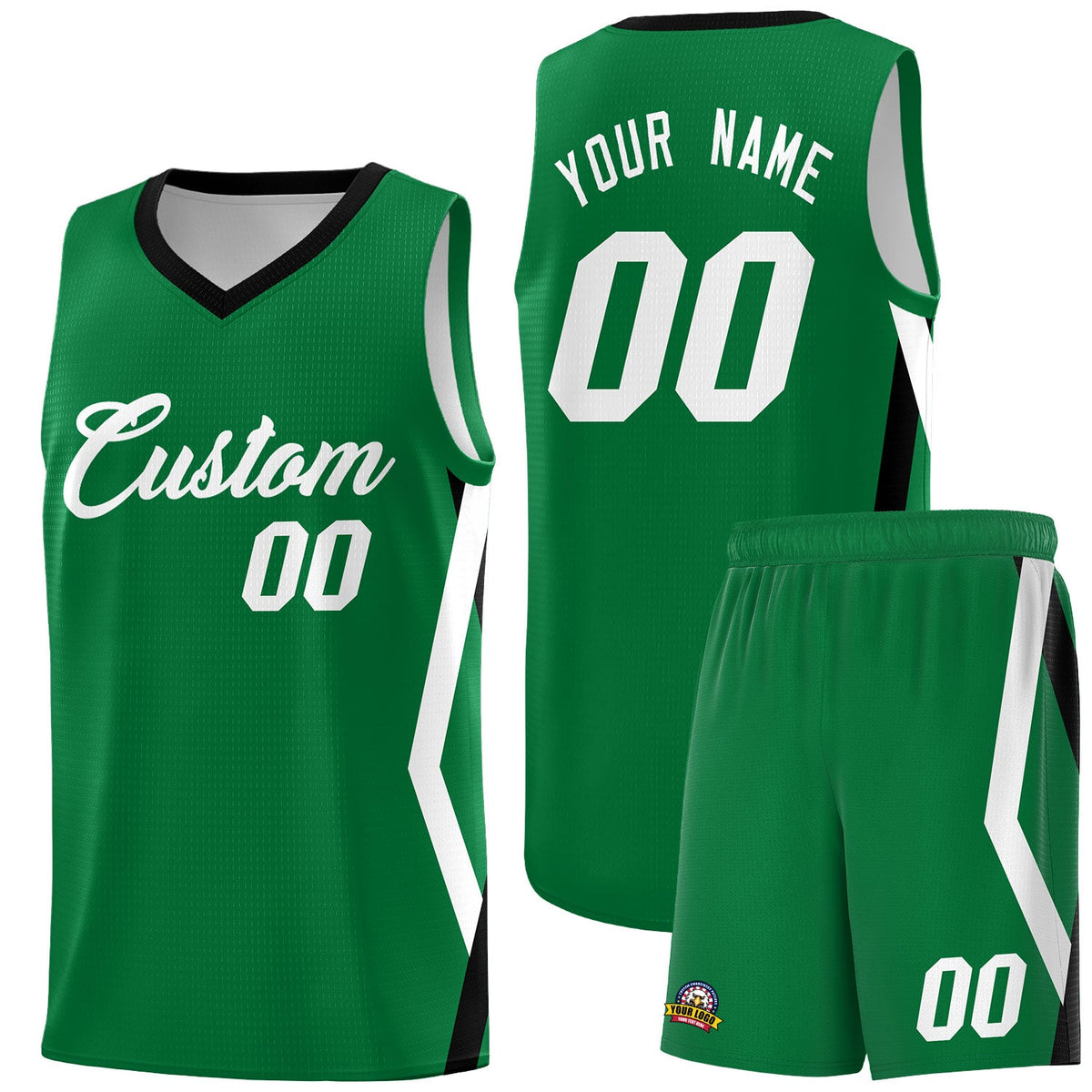Custom Kelly Green Side Rhombus Graffiti Pattern Sets Basketball Jersey
