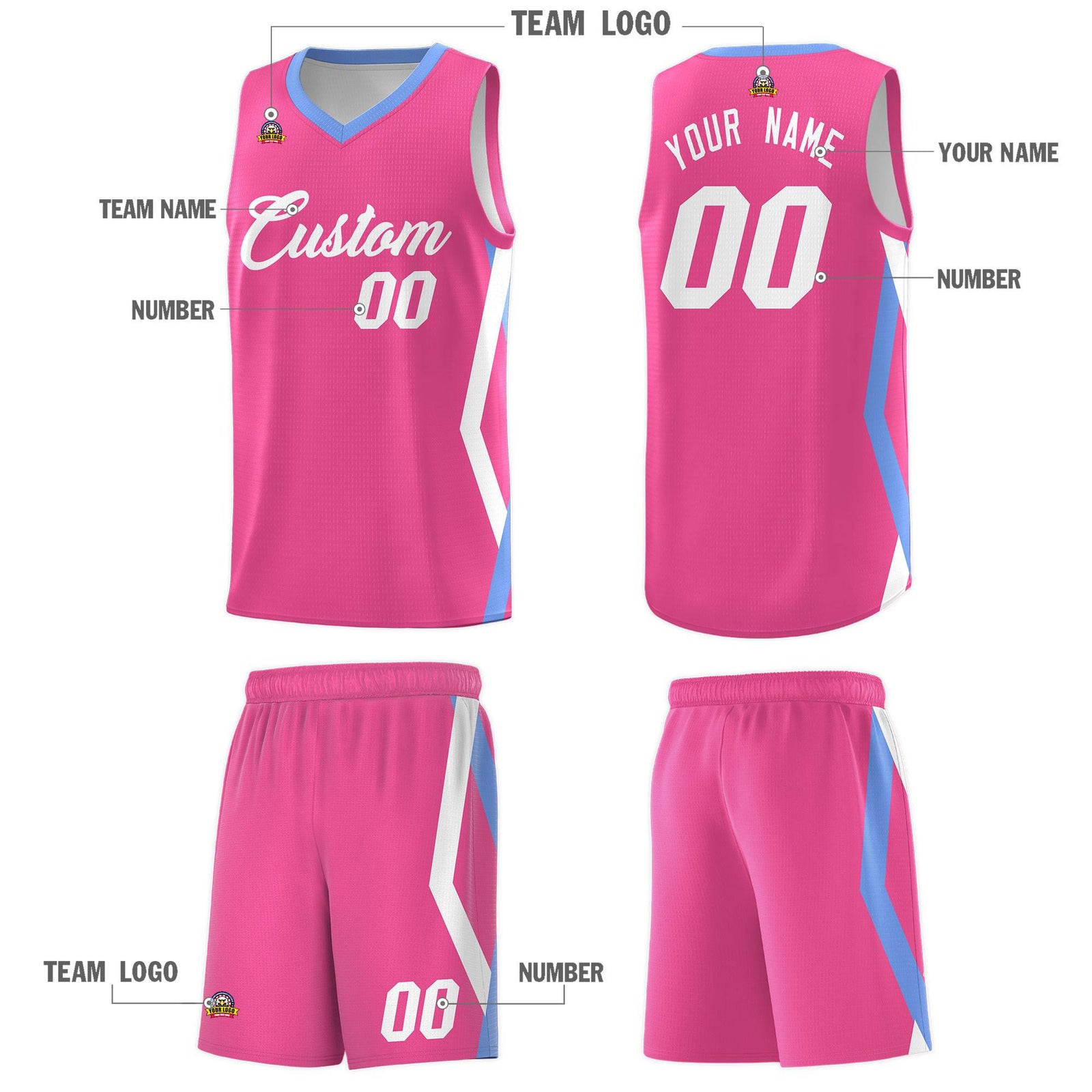 Custom Pink Side Rhombus Graffiti Pattern Sets Basketball Jersey