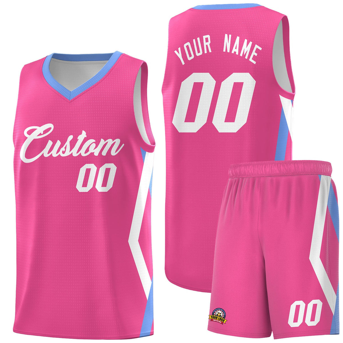 Custom Pink Side Rhombus Graffiti Pattern Sets Basketball Jersey