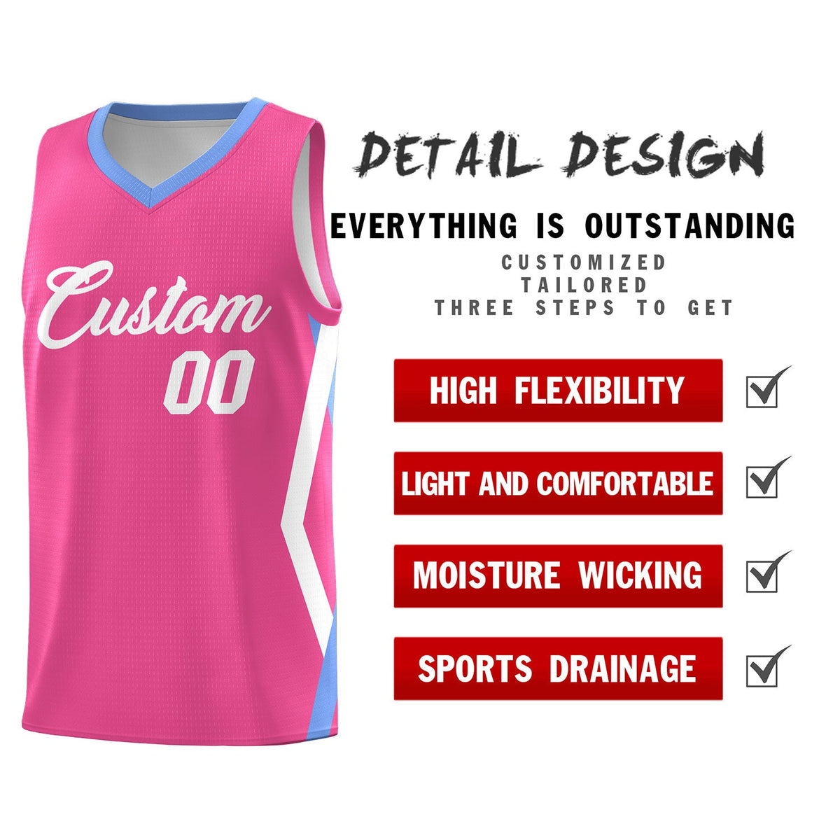 Custom Pink Side Rhombus Graffiti Pattern Sets Basketball Jersey