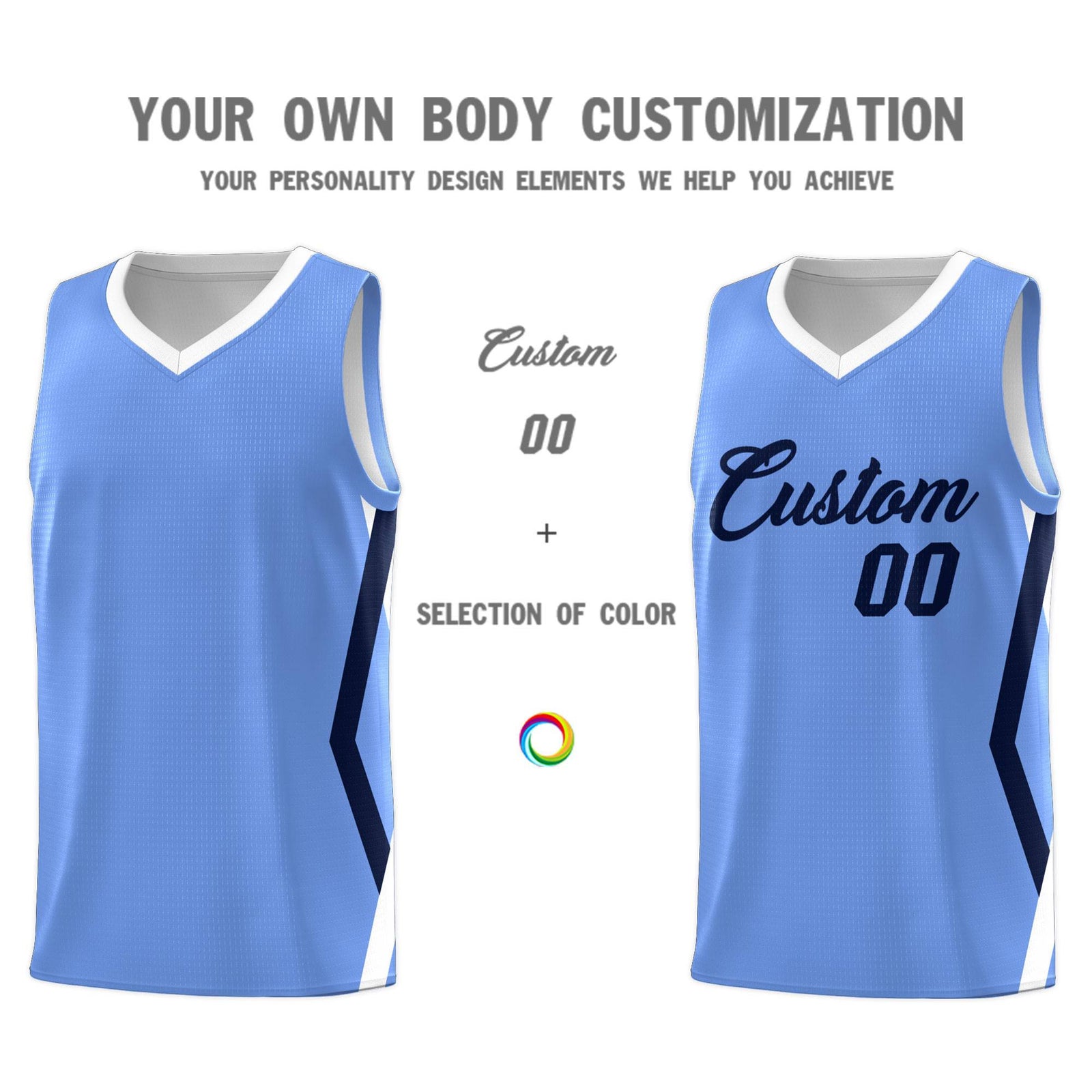 Custom Light Blue Side Rhombus Graffiti Pattern Sets Basketball Jersey