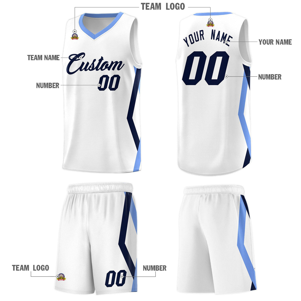 Custom White Side Rhombus Graffiti Pattern Sets Basketball Jersey