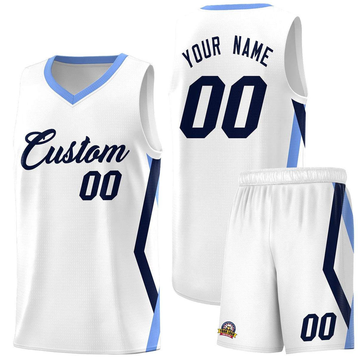 Custom White Side Rhombus Graffiti Pattern Sets Basketball Jersey