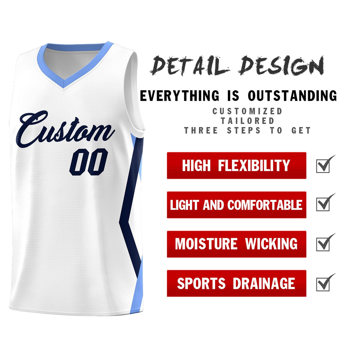 Custom White Side Rhombus Graffiti Pattern Sets Basketball Jersey