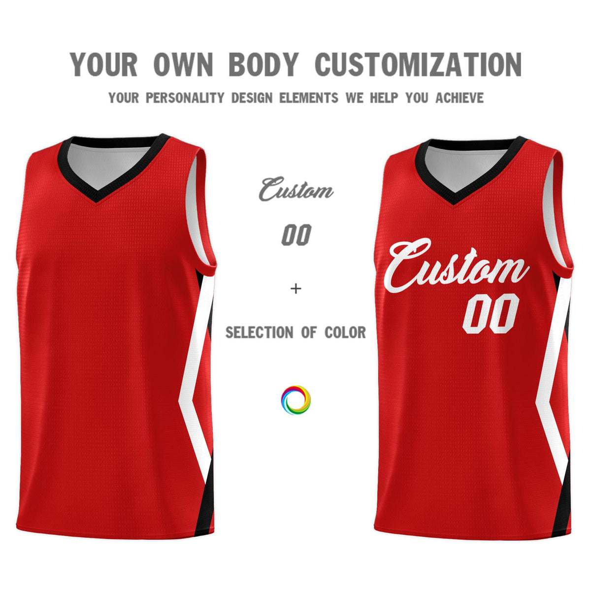 Custom Red Side Rhombus Graffiti Pattern Sets Basketball Jersey