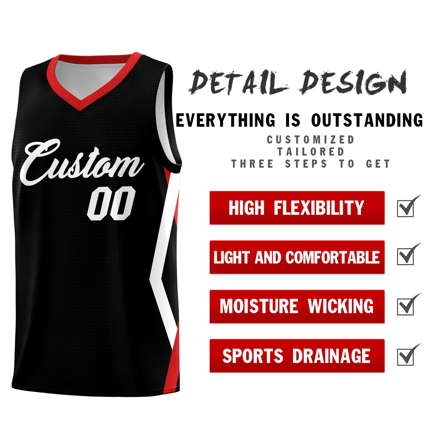 Custom Black Side Rhombus Graffiti Pattern Sets Basketball Jersey