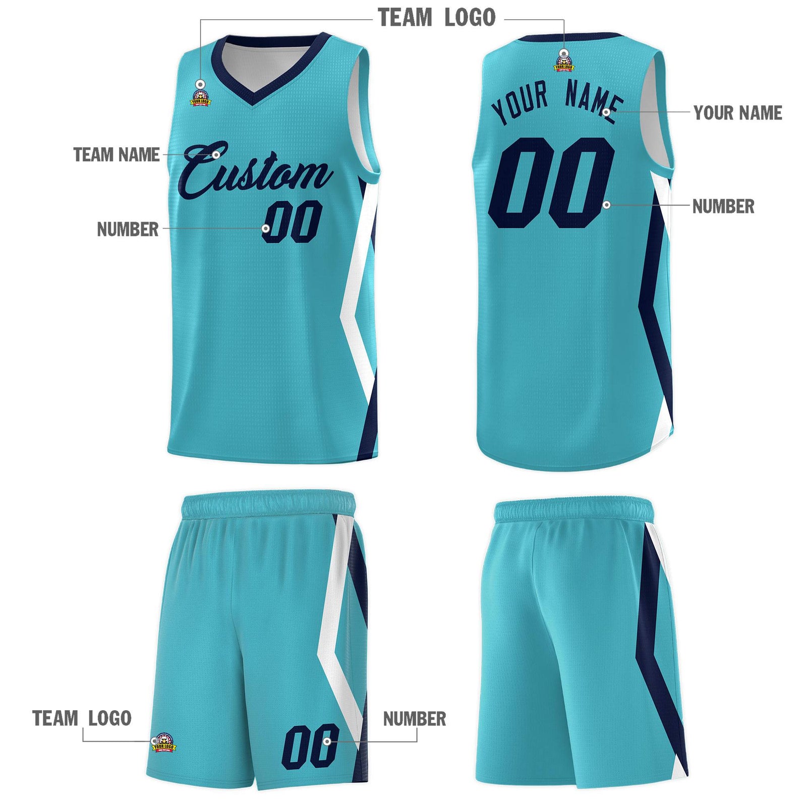 Custom Sky Blue Side Rhombus Graffiti Pattern Sets Basketball Jersey