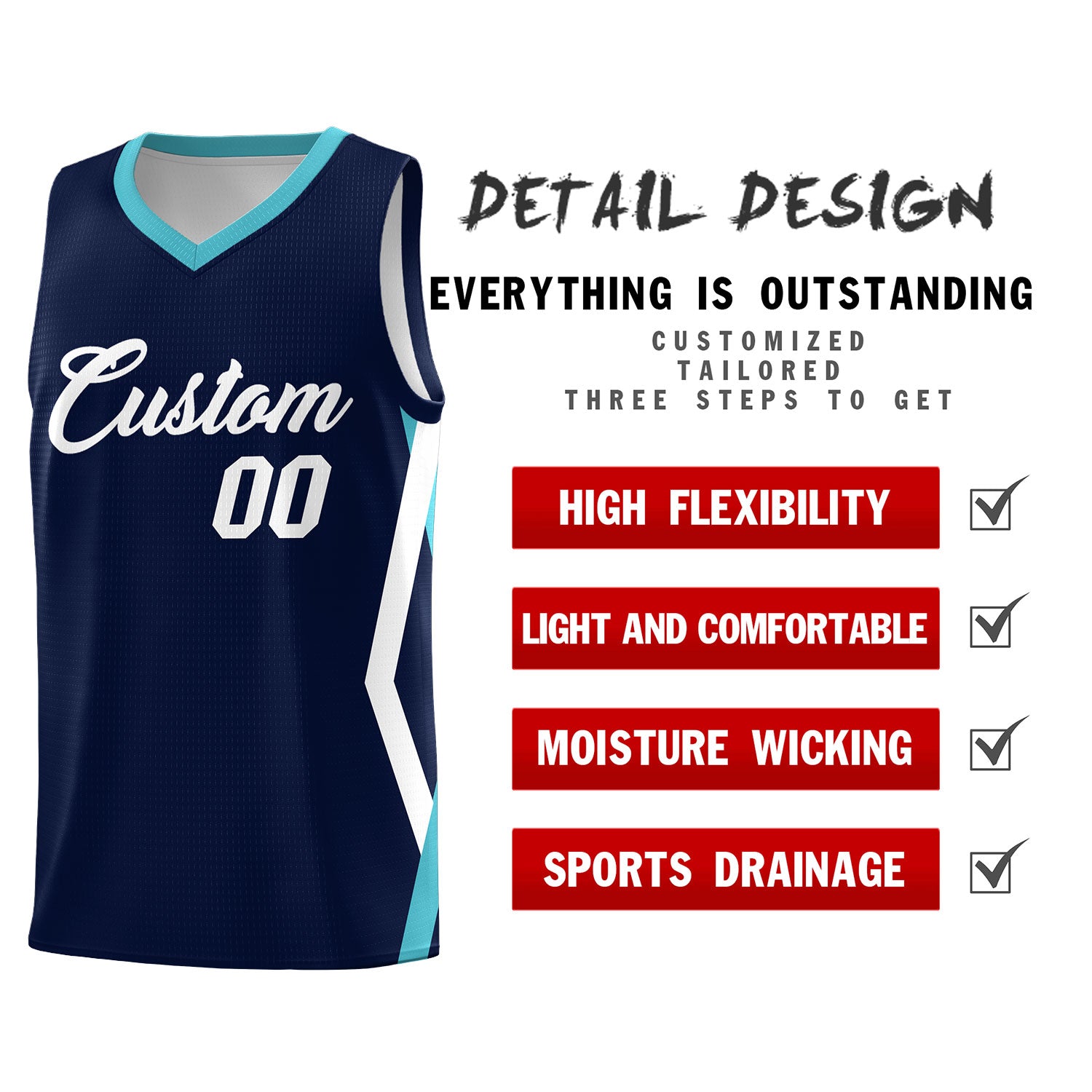 Custom Navy Side Rhombus Graffiti Pattern Sets Basketball Jersey