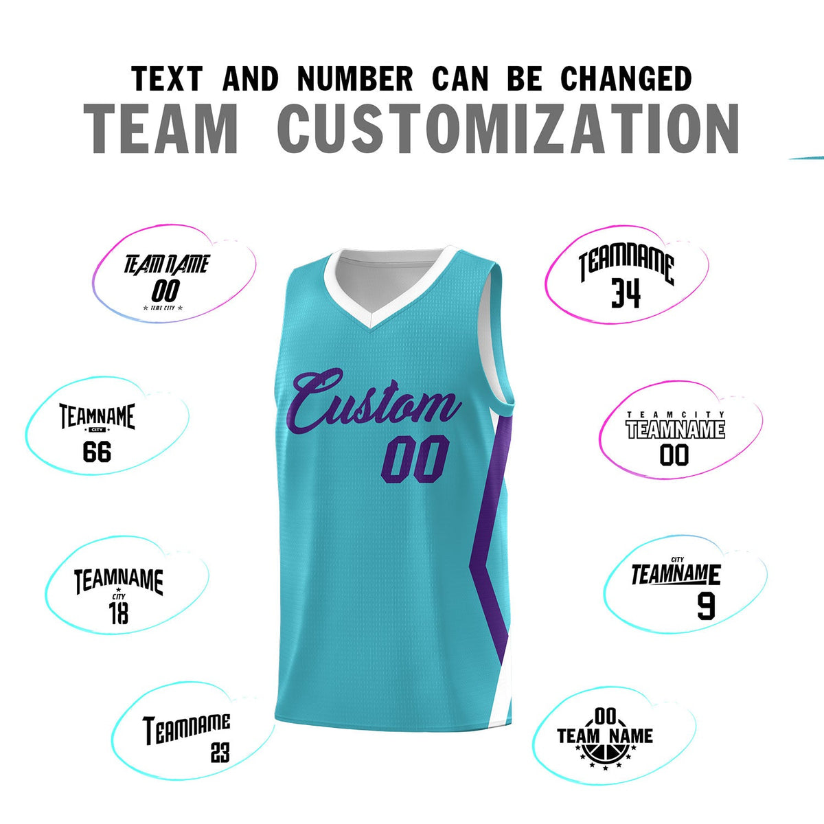 Custom Sky Blue Side Rhombus Graffiti Pattern Sets Basketball Jersey