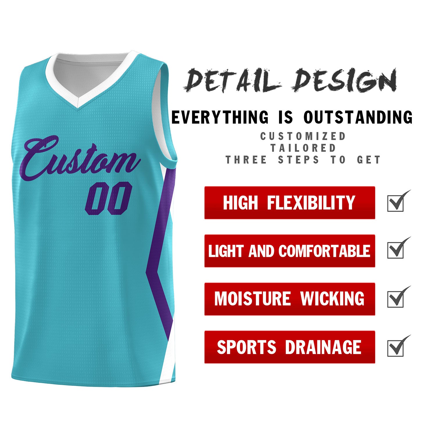 Custom Sky Blue Side Rhombus Graffiti Pattern Sets Basketball Jersey