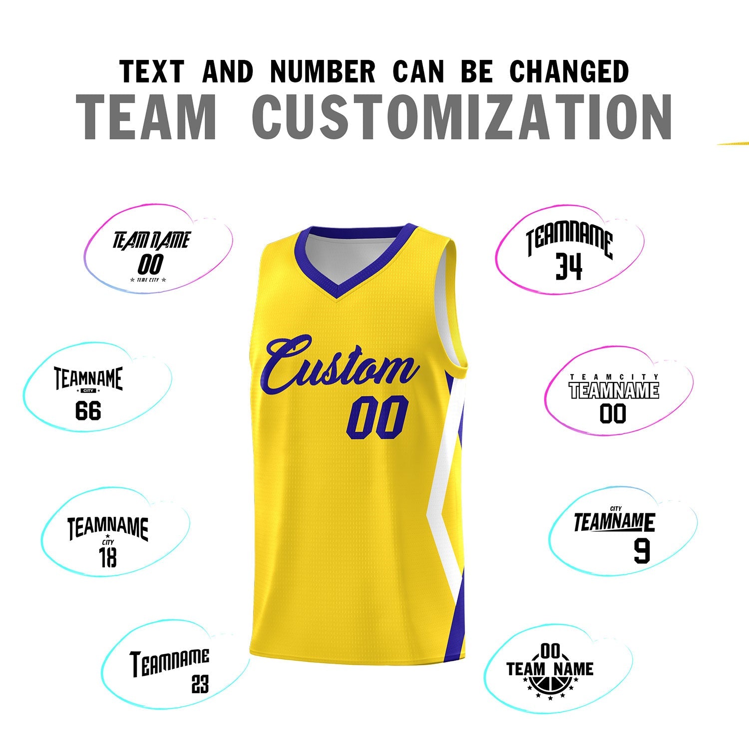 Custom Gold Side Rhombus Graffiti Pattern Sets Basketball Jersey