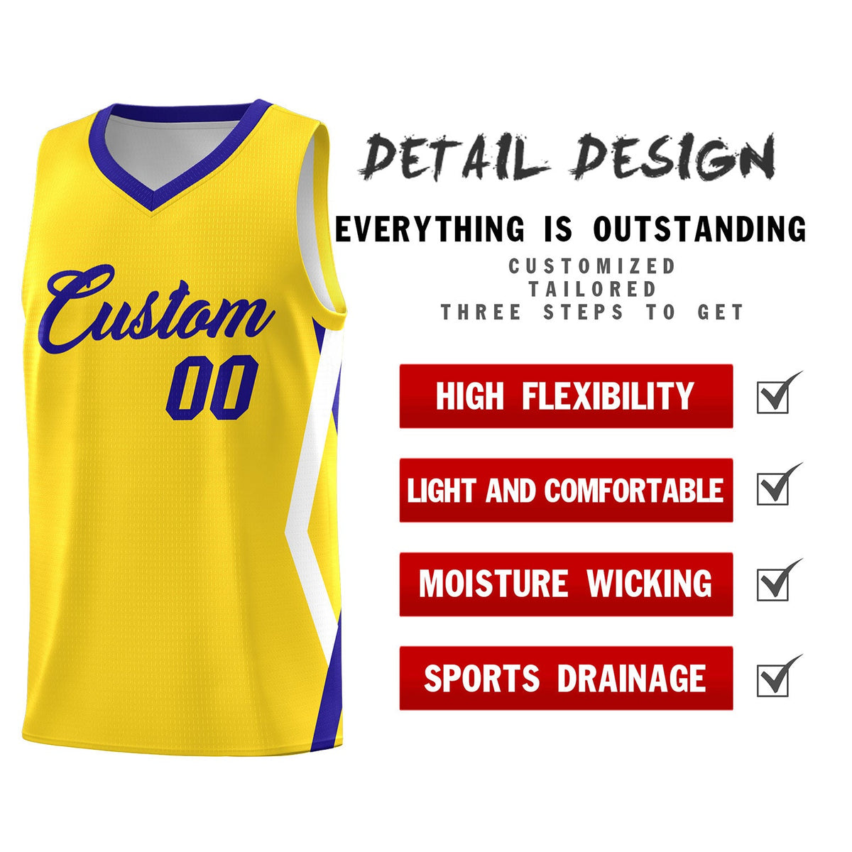 Custom Gold Side Rhombus Graffiti Pattern Sets Basketball Jersey