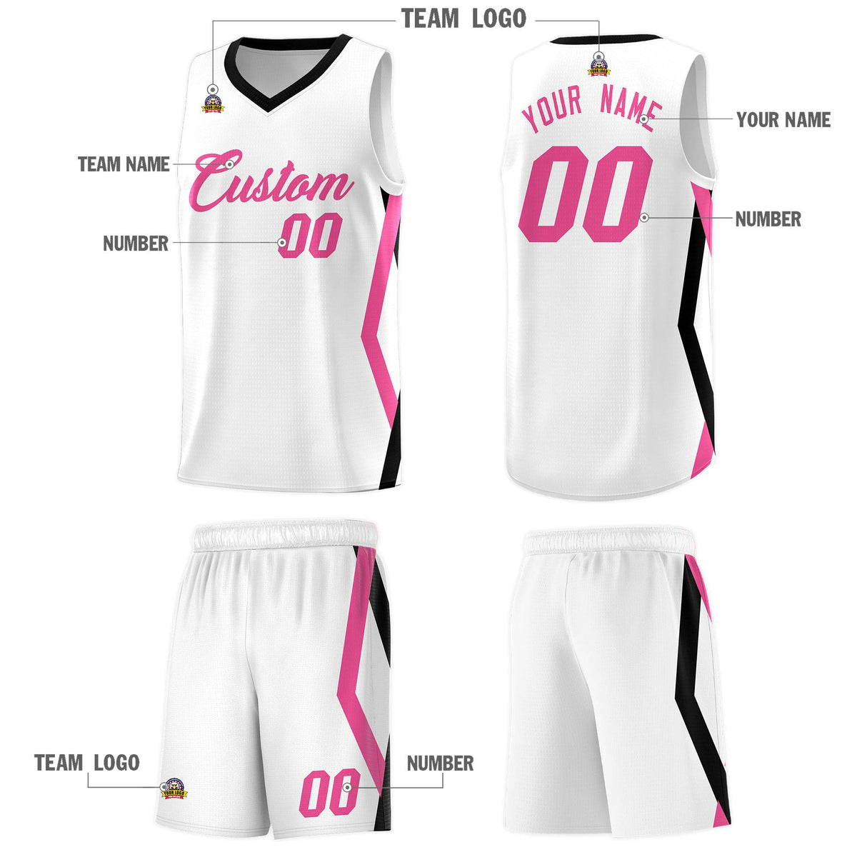 Custom White Side Rhombus Graffiti Pattern Sets Basketball Jersey