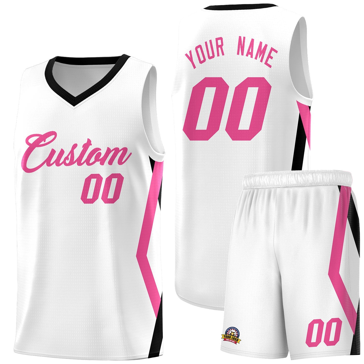 Custom White Side Rhombus Graffiti Pattern Sets Basketball Jersey