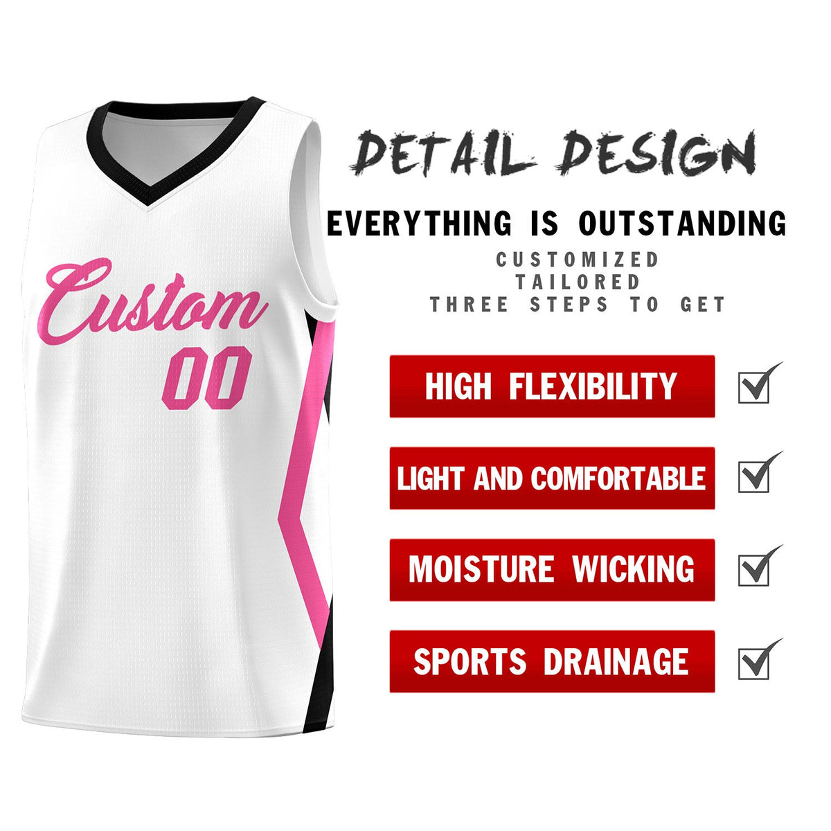 Custom White Side Rhombus Graffiti Pattern Sets Basketball Jersey