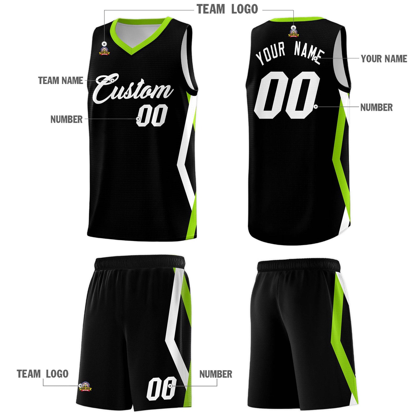 Custom Black Side Rhombus Graffiti Pattern Sets Basketball Jersey